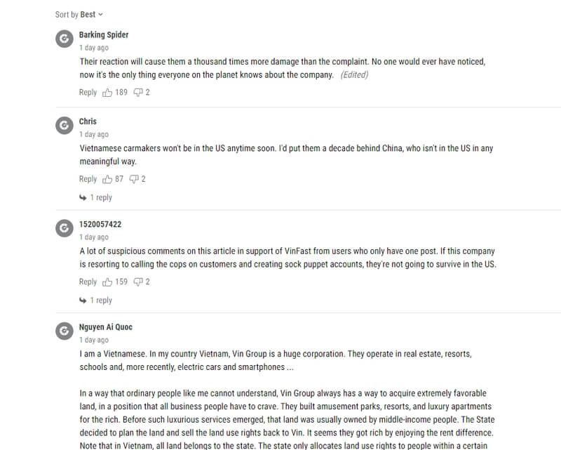 Độc giả quốc tế bình luận gì về vụ VinFast kiện Youtuber đưa thông tin sai sự thật
