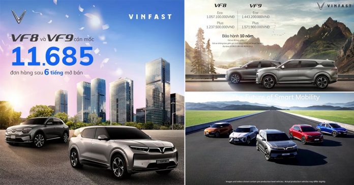 VinFast nhận gần 12 nghìn đơn đặt hàng cho VF8 và VF9 sau 6 tiếng mở bán, thu về 117 tỷ đồng