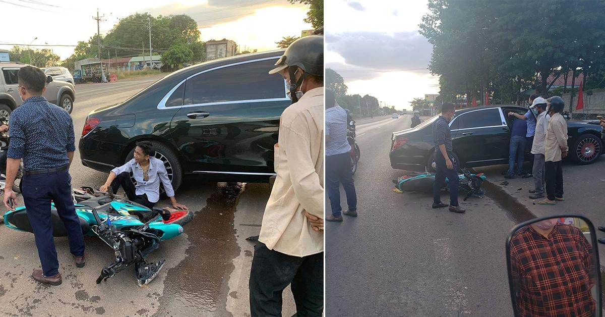 Bình Phước: Xe sang Mercedes-Maybach S560 hỏng nặng sau cú hôn của Honda Sonic