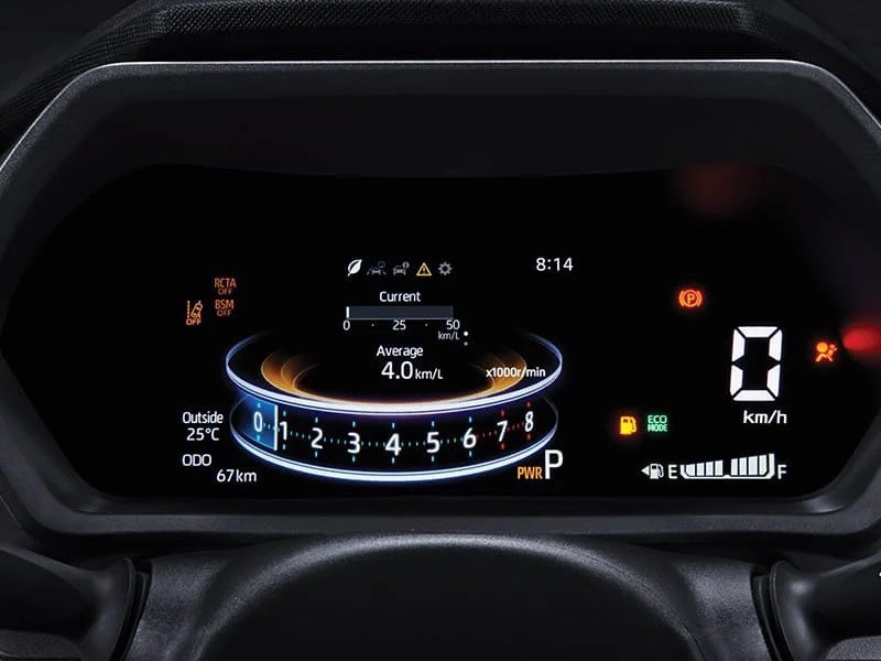 Bảng đồng hồ kỹ thuật số của Toyota Veloz 2022.