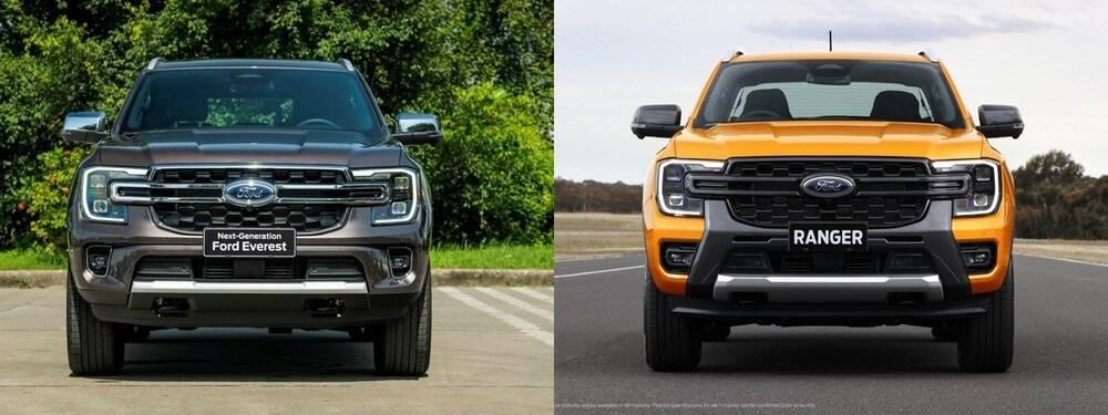 Ford Everest và Ford Ranger 2022 có những nét thiết kế ngoại thất tương đồng, và đều được tạo ra từ Max Tran.