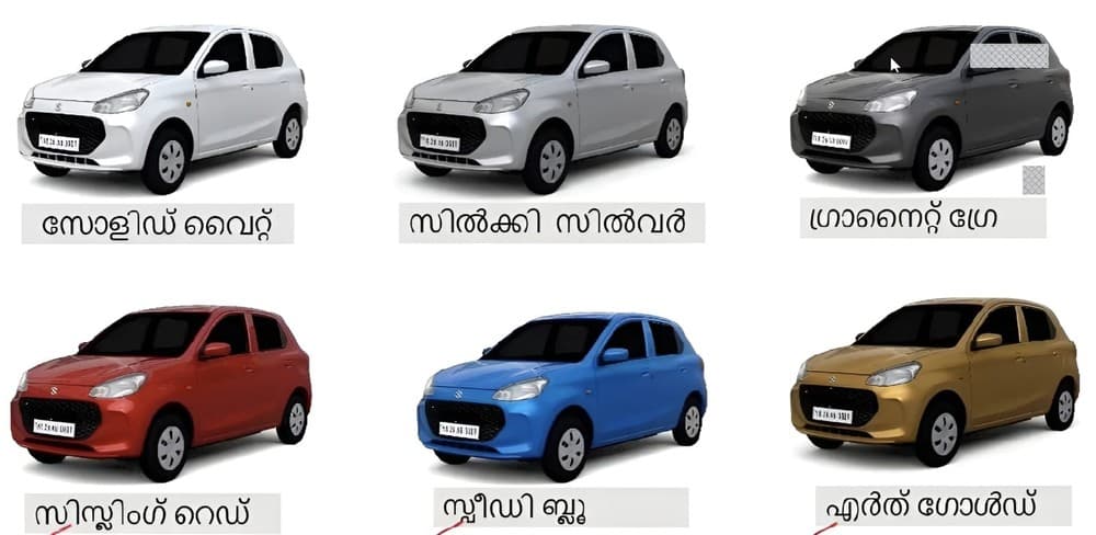 6 màu sơn ngoại thất của Suzuki Alto 2023 tại Ấn Độ