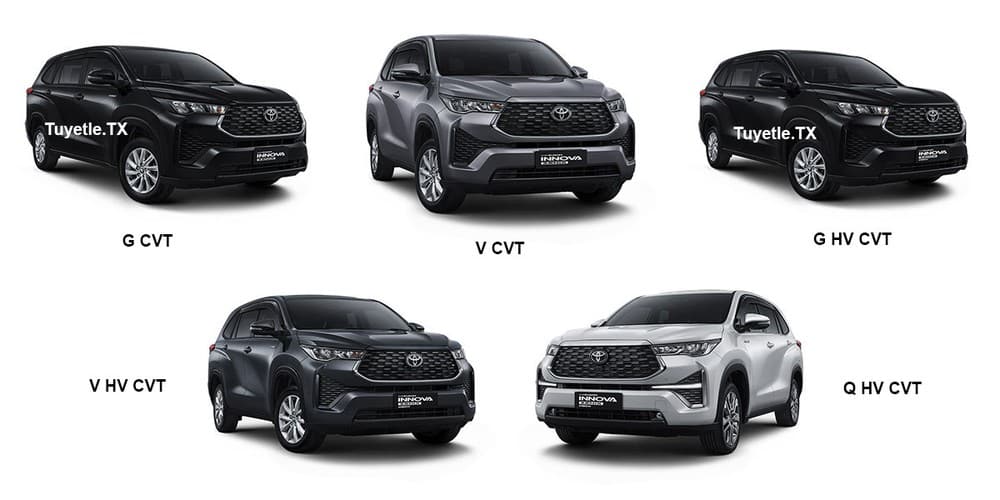 Khám phá sự khác biệt giữa 5 phiên bản của Toyota Innova 2023