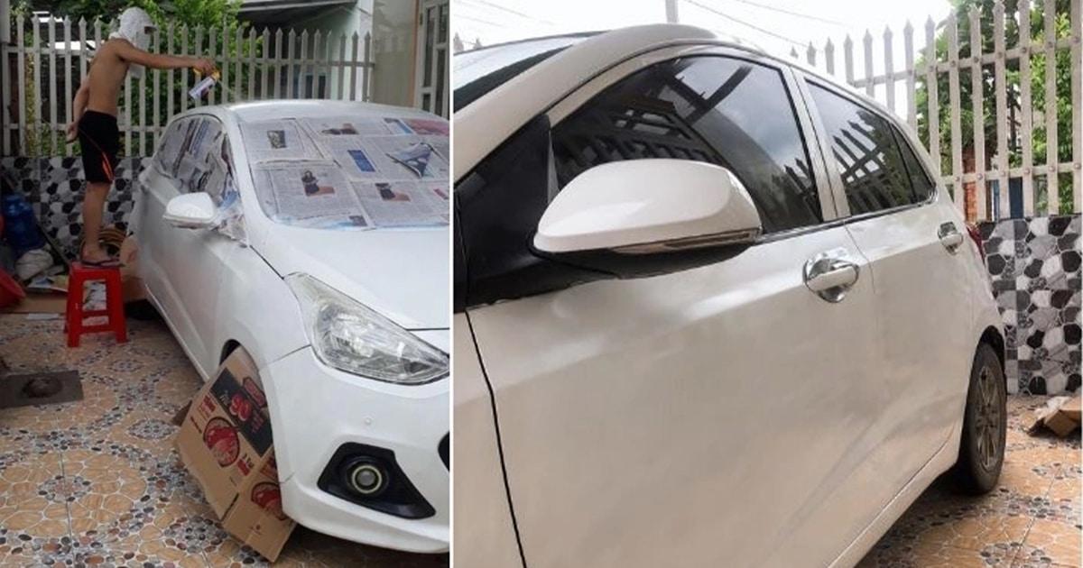 Tiếc 8 triệu, nam thanh niên Đồng Nai khoe tự sơn ô tô hết 350 ngàn, gara lắc đầu ngao ngán