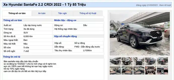  Chiếc Hyundai Santa Fe có số ODO chỉ 6.000 km được bán với giá chưa đến 1,1 tỷ đồng. 