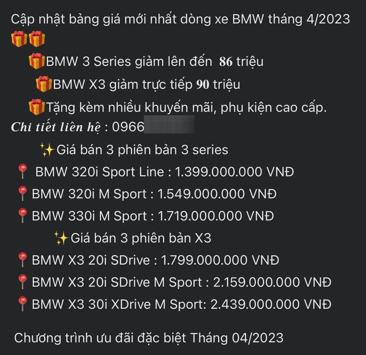 SUV hạng sang BMW X3 được giảm giá tiền mặt lên đến 90 triệu đồng