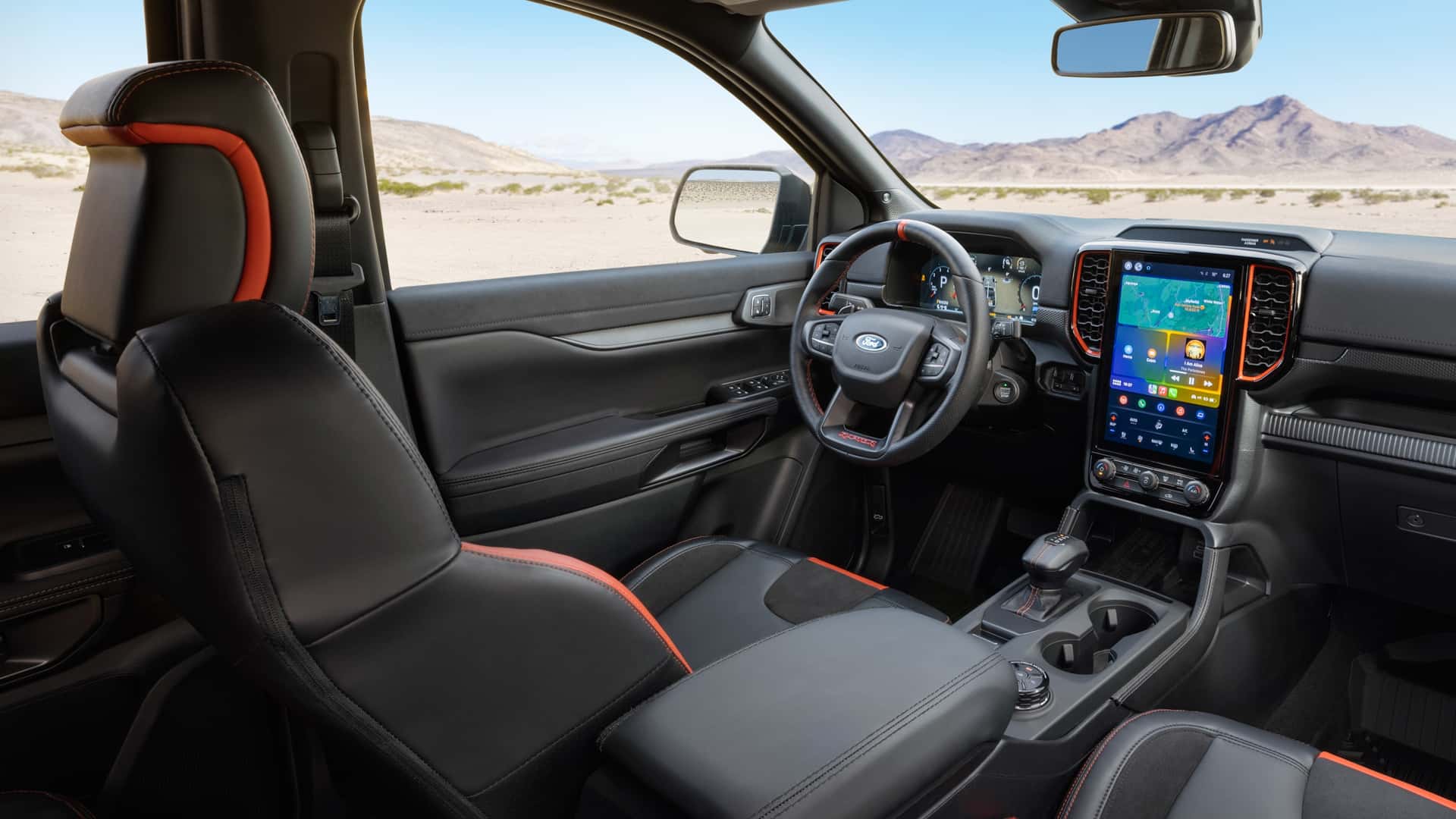 Ford Ranger 2024 ra mắt tại Mỹ với vẻ ngoài cơ bắp, động cơ mạnh mẽ hơn 2024-ford-ranger-raptor-interior-1.jpg
