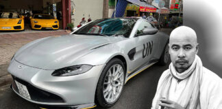 Bắt gặp ông Đặng Lê Nguyên Vũ "cầm cương" Aston Martin V8 Vantage 007 Edition số sàn “thả dáng” trên phố